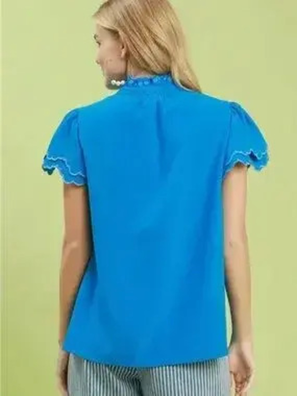 Umgee Scalloped Ruffle Sleeve Top - Picture 3 of 6